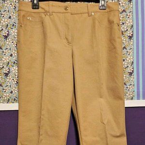 $550 NWOT ESCADA Cotton w/Stretch Caramel Tan Trouser Pants Sz 8